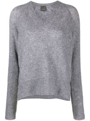 Pletený sveter s výstrihom do v Lorena Antoniazzi sivá