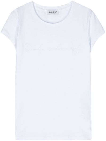 T-shirt brodé avec imprimé slogan Dondup blanc