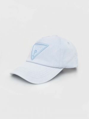 Памучна шапка с козирки с апликация Guess синьо