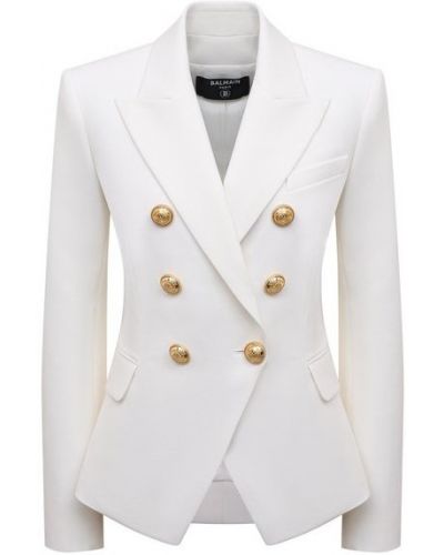 Шерстяной пиджак Balmain, белый