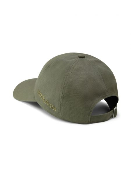 Medvilninis siuvinėtas kepurė su snapeliu Woolrich žalia