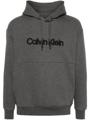 Суичър с качулка бродиран Calvin Klein сиво