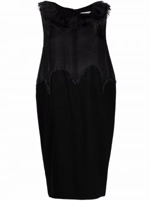 Vlněné rovné šaty bez rukávů na zip Yves Saint Laurent Pre-owned - černá