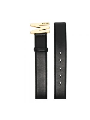 Cinturón de cuero con hebilla Moschino negro