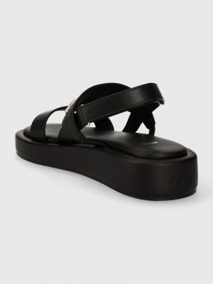 Kožené sandály na platformě Boss černé