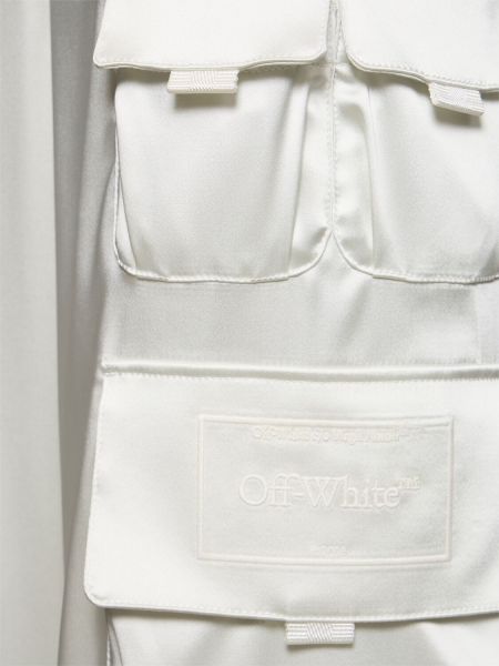 Saténové cargo kalhoty Off-white béžové