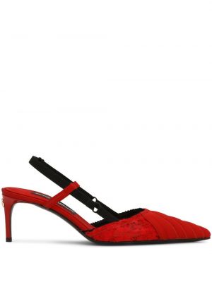 Červené krajkové sandály Dolce & Gabbana