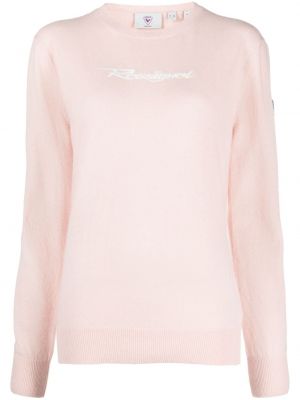 Пуловер бродиран с кръгло деколте Rossignol розово