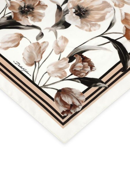 Echarpe en soie à fleurs à imprimé Dolce & Gabbana blanc