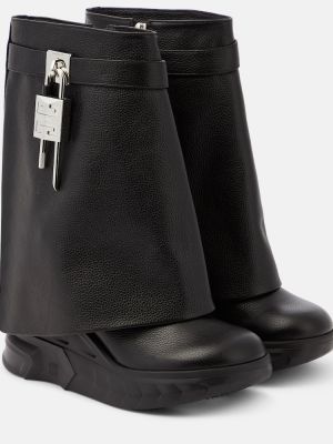 Кожени обувки до глезена Givenchy черно
