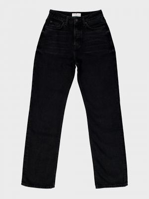 Прямые брюки с высокой талией на пуговицах слим Cross Jeans черные