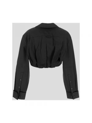 Blusa de lino de algodón Jacquemus negro