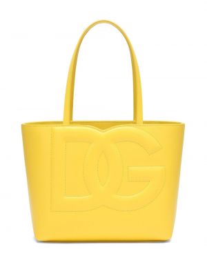 Kožená nákupná taška Dolce & Gabbana žltá