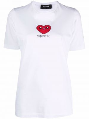 Тениска с принт със сърца Dsquared2 бяло