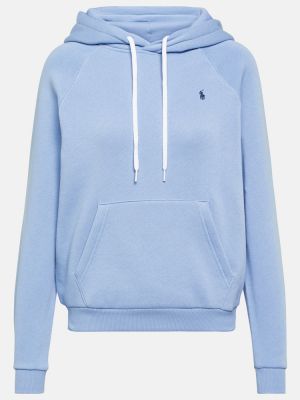 Pamučna hoodie s kapuljačom Polo Ralph Lauren plava