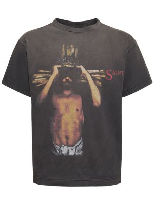 Тениска с принт Saint Michael черно