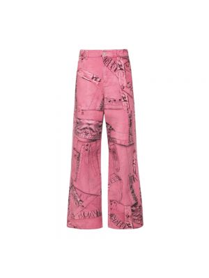 Różowe spodnie z nadrukiem Blumarine