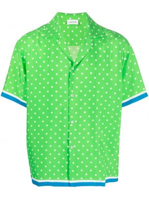Bodkovaná hodvábna košeľa s potlačou P.a.r.o.s.h. zelená