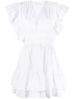Bavlněné šaty na zip s výstřihem do v Ulla Johnson - bílá