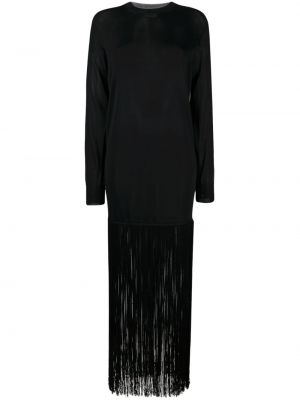 Κοκτέιλ φόρεμα με κρόσσια Khaite μαύρο