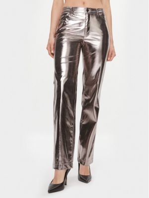 Pantaloni di ecopelle Guess argento