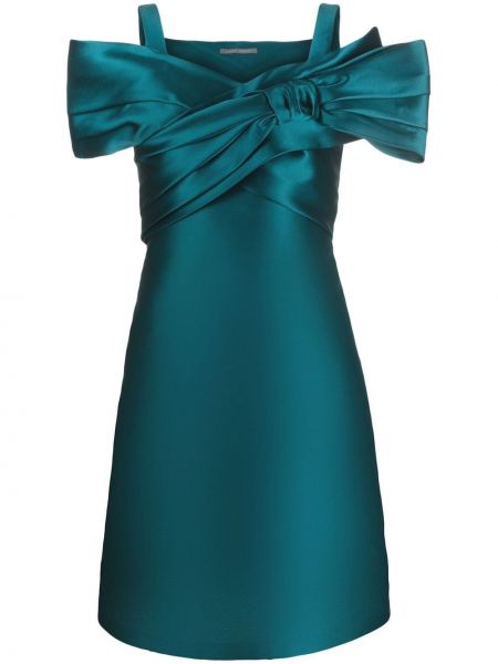 Sukienka mini z dekoltem w serek Alberta Ferretti niebieska