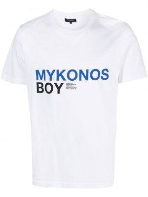 T-shirt i bomull med mönster Ron Dorff vit