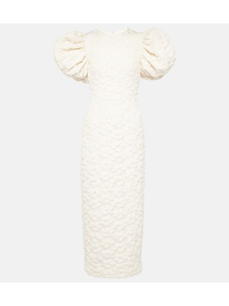 Жакардова миди рокля на цветя Rotate бяло