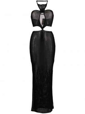 Bavlněné šaty bez rukávů s kulatým výstřihem Aya Muse - černá