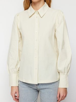 Βαμβακερό πουκάμισο με φουσκωτα μανικια από λυγαριά Trendyol