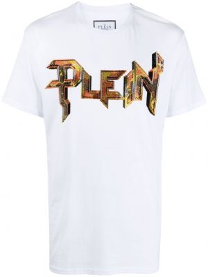 Křišťálové tričko Philipp Plein bílé