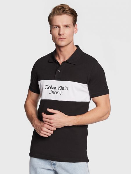 Slim fit polokošile Calvin Klein Jeans černé