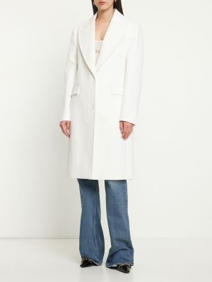 Bavlnený ľanový kabát Michael Kors Collection biela