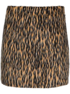 Mini suknja s printom s leopard uzorkom Msgm smeđa