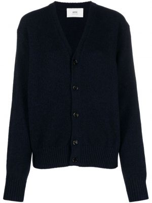 Cardigan di lana di cachemire in maglia Ami Paris blu