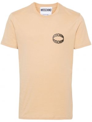 Bavlněné tričko Moschino béžové