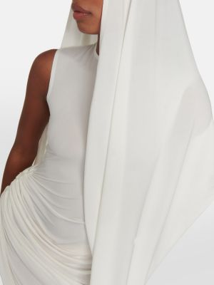 Drapované asymetrické džerzej šaty Alaïa biela