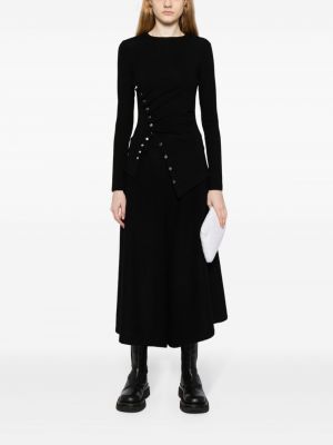 Asimetriški vilnonės culotte kelnės Yohji Yamamoto juoda
