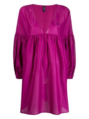 Памучна рокля тип риза бродирана Karl Lagerfeld виолетово