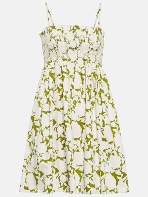 Pamučna haljina s cvjetnim printom Tory Burch zelena