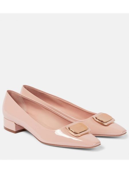 Lakkskinn lær ballerinasko Ferragamo rosa