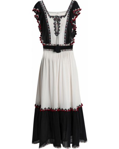 Sukienka midi z haftem bawełniana Talitha, сzarny