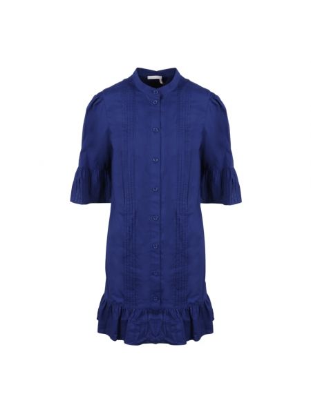 Hemdkleid mit rüschen mit plisseefalten See By Chloé blau