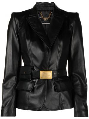 Černá kožená bunda Elisabetta Franchi