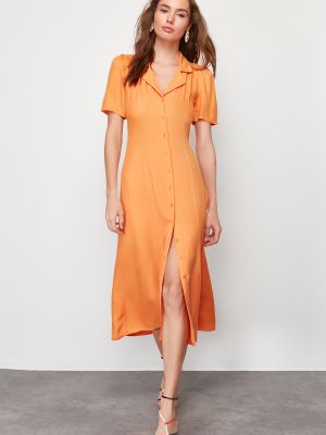 Pletené midi šaty Trendyol oranžové