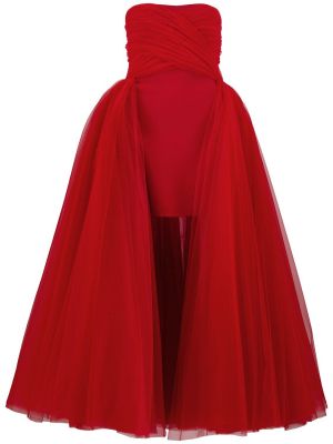 Sukienka mini tiulowa asymetryczna Giambattista Valli czerwona