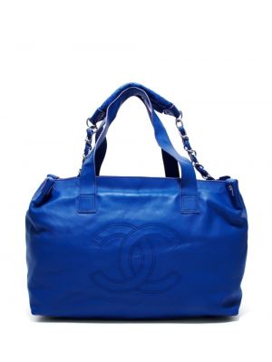 Usnjena potovalna torba Chanel Pre-owned modra