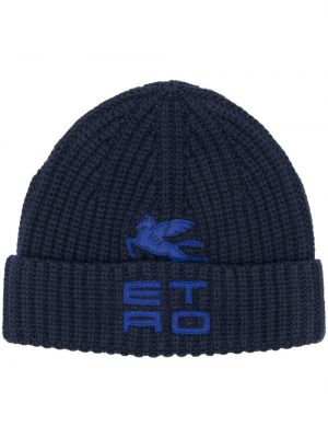 Mütze mit stickerei Etro blau