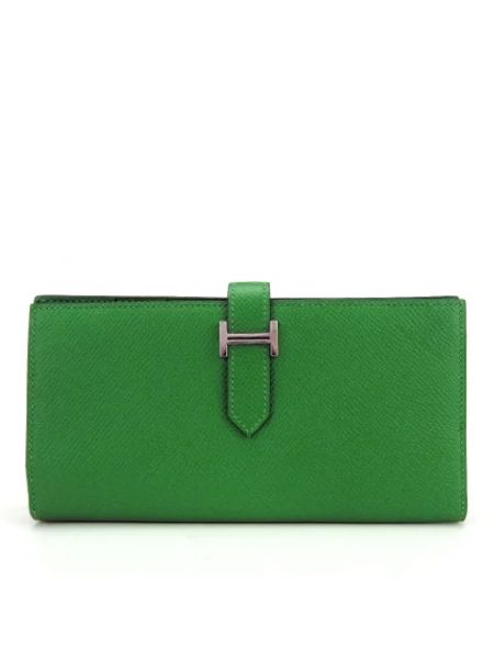 Portfel skórzany retro Hermès Vintage zielony