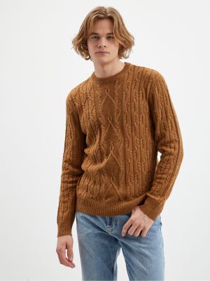 Vuneni džemper Tom Tailor smeđa